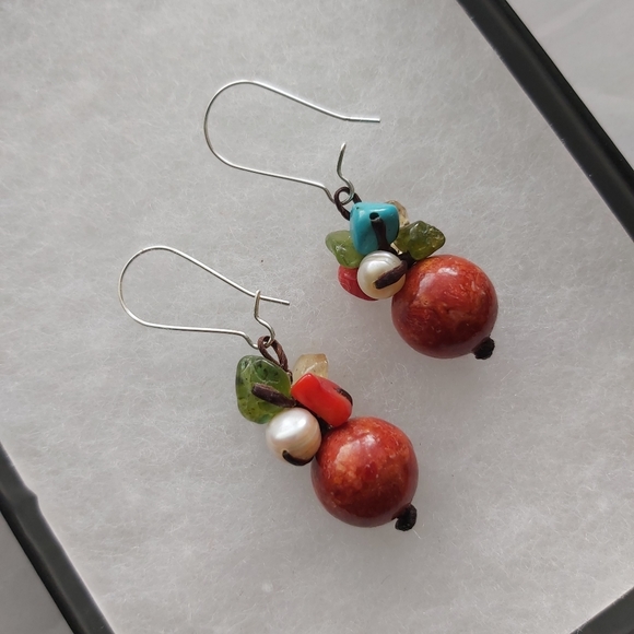Gemstones and Pearl Earrings - Picture 2 of 3